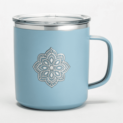 “Blue-Silver Fusion with transparent lid Insulated Mug Mockup pair” cover image.