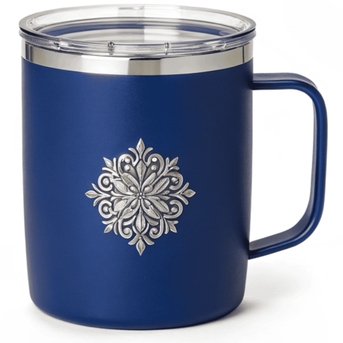 “Blue Metal Pair: Transparent-Lid Insulated Mug Mockups” cover image.
