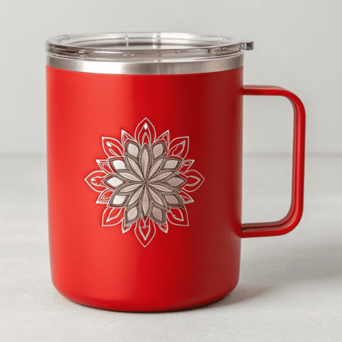 “Crimson Steel Duo: Insulated Coffee Mug Mockup Pair” cover image.