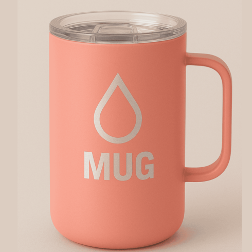 “Peach Orange & Grey Fusion Mug Mockups with Silver Transparent Cover” cover image.