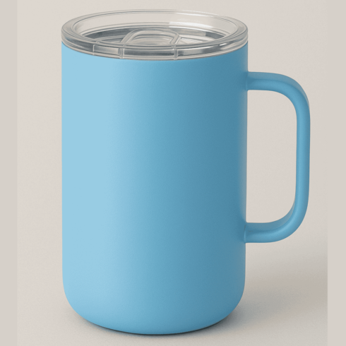 “Vibrant Sky Blue–Pink Mug Mockups Featuring Silver Clear Lid” cover image.