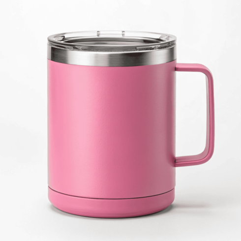 “Carrot Pink and Baby Pink Contrast Mug Mockups with Silver Clear Lid” cover image.