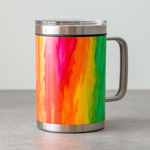 Silver-Trim Multicolor & baby pink colour Duo Mug Mockup with transparent cover” cover image.