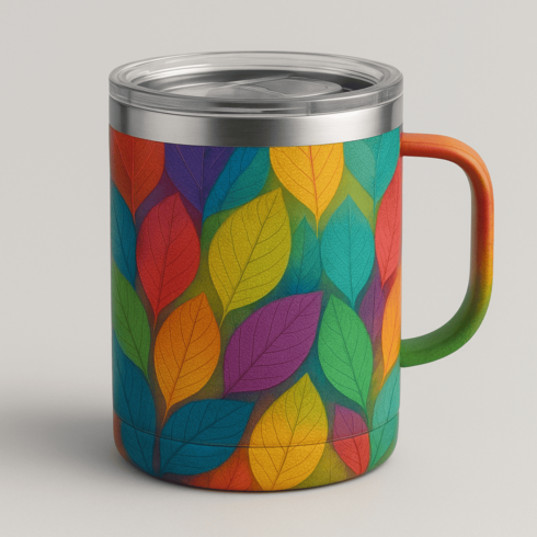 “Multicolour Petal Glow Mug Pair in Bright Green with Silver Touch” cover image.
