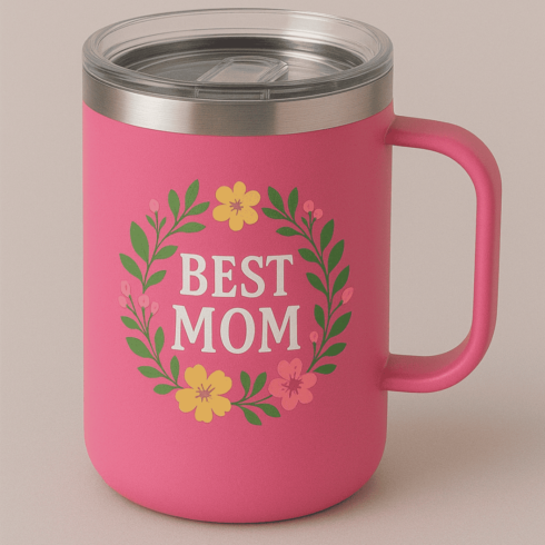 "Best Mom Duo Mug Mockup in Pink & Peach" cover image.