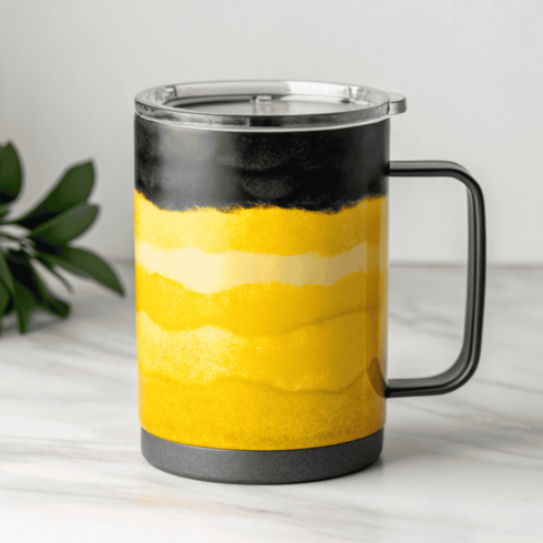 “Dual Colorway Mug Mockups – Red/Black & Yellow/Black with Clear Lid” cover image.
