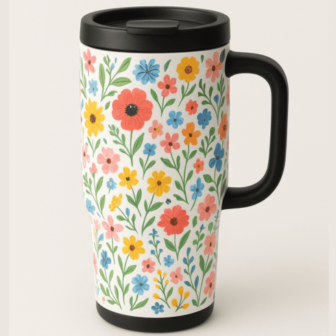 Elegant Bloom Contrast – Black & White Floral Frame Mug Mockups pair cover image.