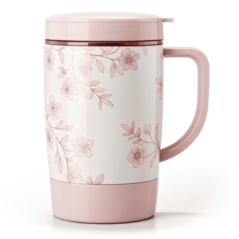 Blush Blossom Duo – Baby Pink Floral Travel Mug Mockups cover image.