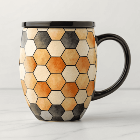 Geometric Hexagon Coffee & Tea Mug Mockups – Earth Tone Set cover image.
