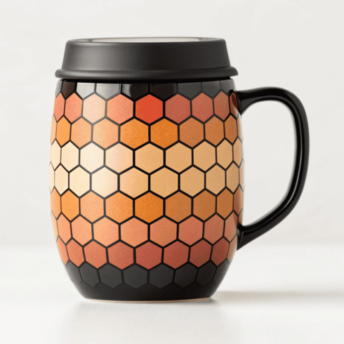 Coffee & Tea Mug Mockups Duo | Hexagon Pattern, Warm Colors cover image.