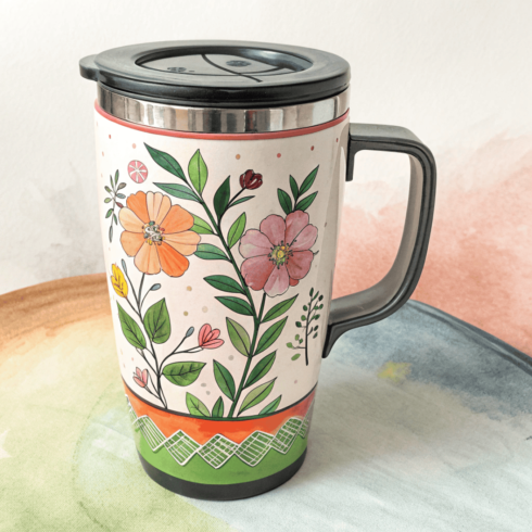 Coffee & Tea Insulated Mug Mockups Duo–Multicolor Artistic Style cover image.