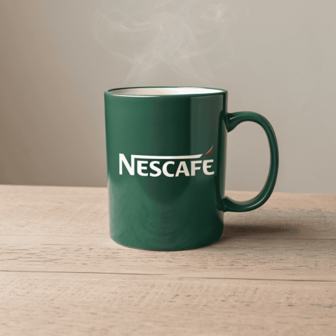 Elegant Nescafé Coffee and Tea Mug Mockups Duo – Green & Red Edition cover image.