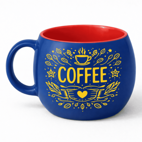 Royal Blue & Green Coffee Tea Cup Mockup cover image.