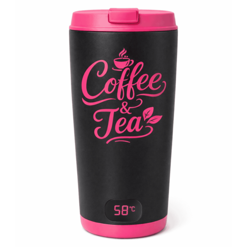 Black & Green Travel Mug Mockup with Pink Accent cover image.