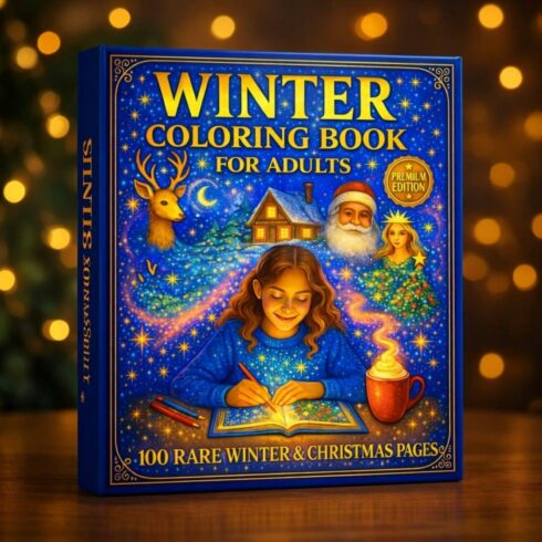 Winter Coloring Book for Adults – 100 Printable Winter & Christmas Coloring Pages (A4 PDF) cover image.