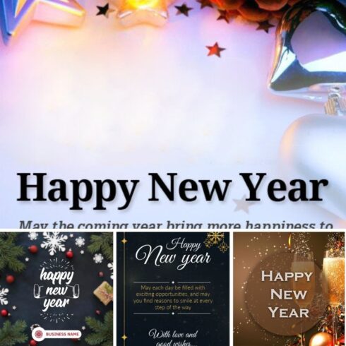 4 new year greeting cards cover image.