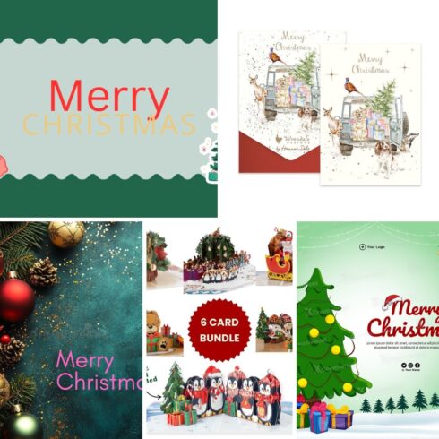 5 marry Christmas greeting cards cover image.