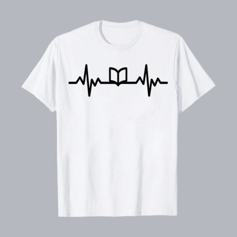 Heartbeat Line With Open Book Minimal Design PNG EPS 10 Love T shirt Design cover image.