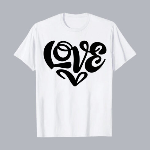 Love Script Typography Hand Lettered Heart PNG EPS 10 Love T shirt Design cover image.