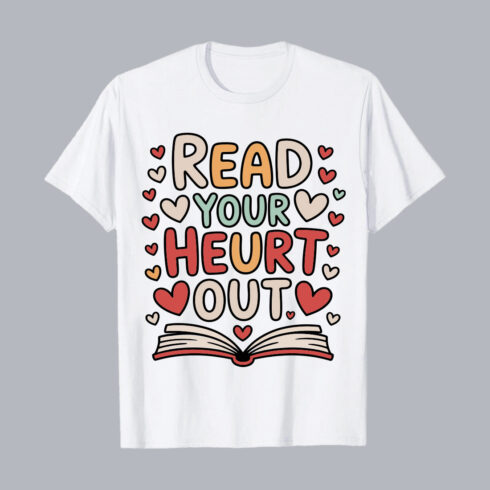 Read Your Heart Out Cute Book Illustration PNG EPS 10 Love T shirt Design cover image.