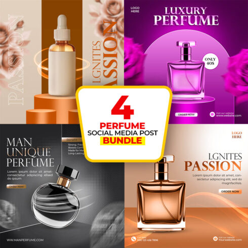 4 Perfume Social Media post Bundle cover image.