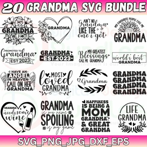 Grandma SVG Bundle – Premium Grandma Quotes & Designs SVG PNG JPG EPS DXF cover image.