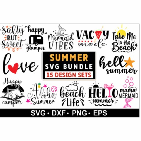 Free Summer Quotes SVG Bundle – Fun Seasonal Sayings & Typography SVG PNG EPS DXF cover image.