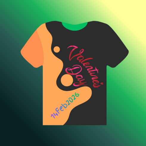 Valentine Time Day Modern Love Graphic T-Shirt Design cover image.