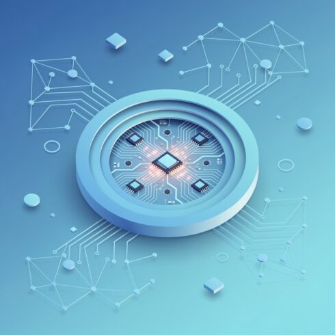 3D Paper Circle Vector Design with Circuit Board – Abstract Futuristic Technology and Hi-Tech Digital Connection Background cover image.