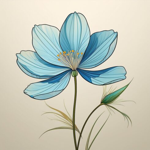 Elegant Blue Flower Portrait – Minimalist Floral Art with Calm and Sophisticated Aesthetic cover image.