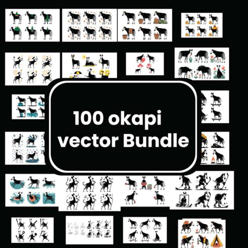 100 Okapi Vector Bundle | Cute Wildlife Animal Clipart | EPS10 & SVG cover image.