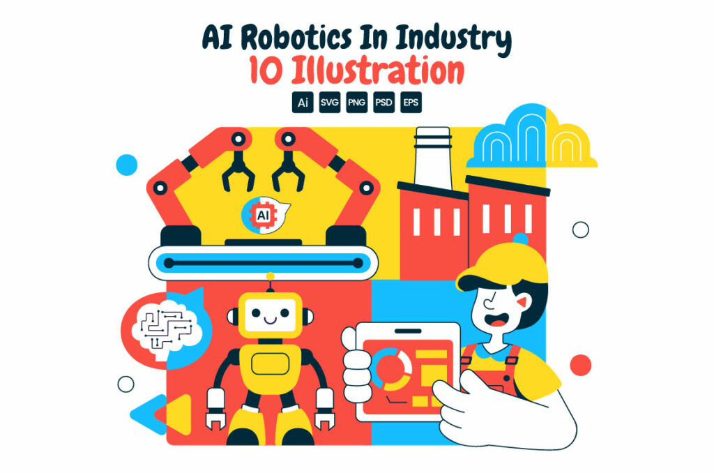 10 AI Robotics In Industry Illustration - MasterBundles