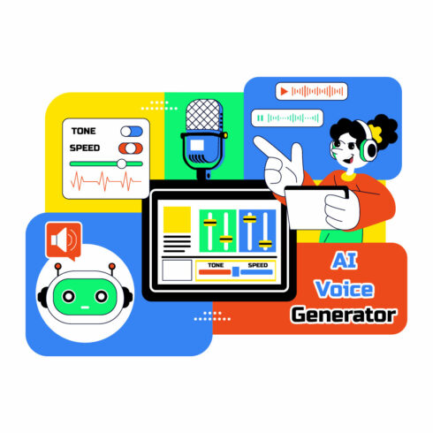 10 AI Voice Generator Tools Illustration cover image.