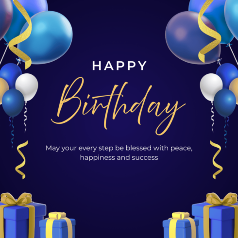 Blue Modern Happy Birthday template cover image.