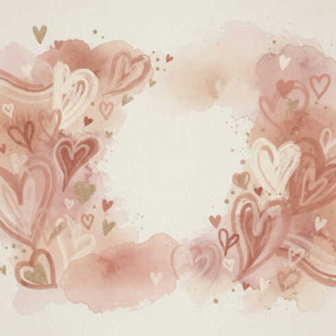 Valentine’s Day Abstract Watercolor Hearts Background Collection with Boho Aesthetic cover image.