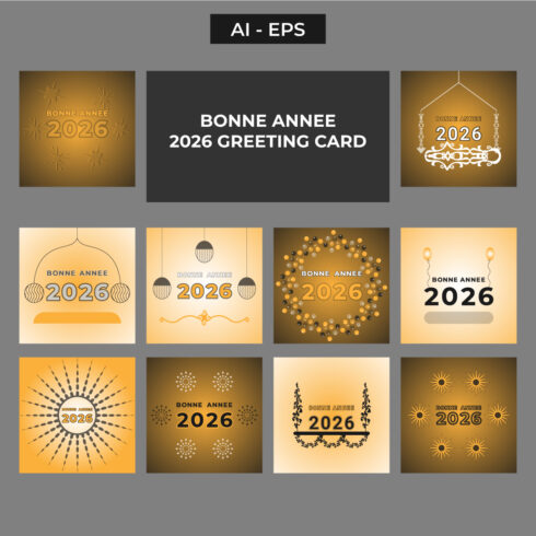 Bonne Annee 2026 Greeting Card Design cover image.