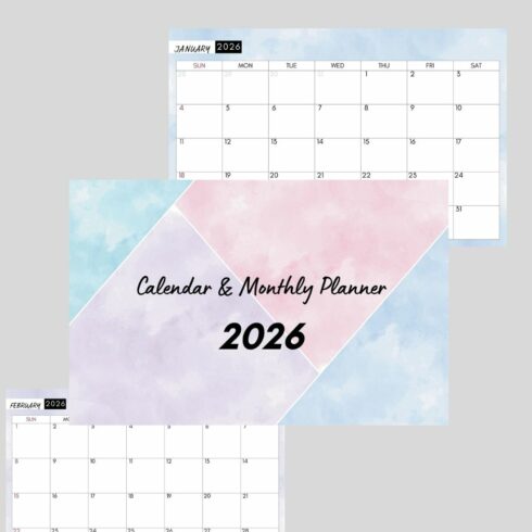Calendar and Monthly planner 2026 cover image.