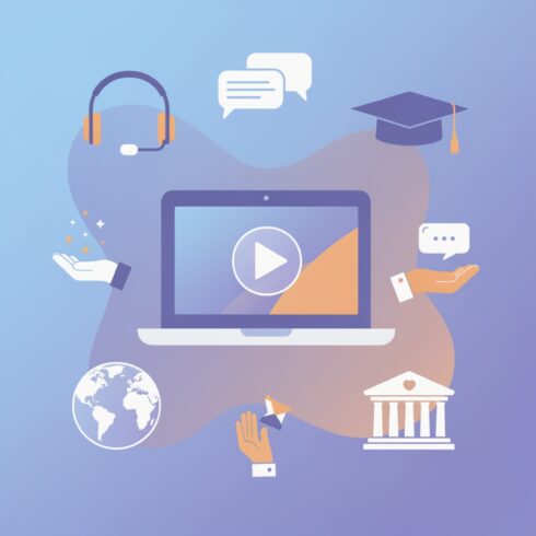 E-Learning Concept Vector with Colorful Gradients for Online Education & Communication cover image.