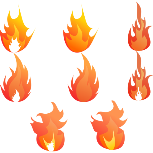 Stylized graphic flame icon in vibrant red and orange hues, symbolizing energy, passion, and heat Perfect for digital design elements and concepts cover image.