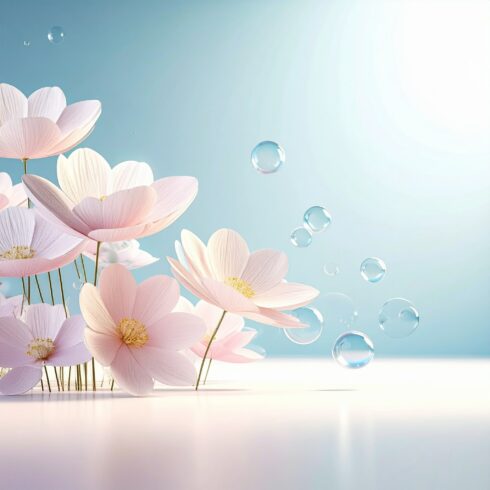 Dreamy Crystal Pastel Floral Medley with Bubbles and Sparkling Portrait Background cover image.