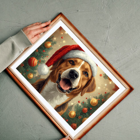 Christmas Dog Portrait Art | Festive Holiday Pet Wall Art | AI Generated Painterly Illustrations cover image.