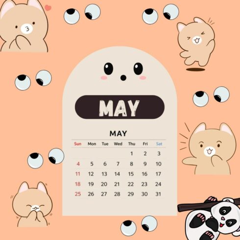 Simple Cute May Calendar – Clean Monthly Planner Template cover image.