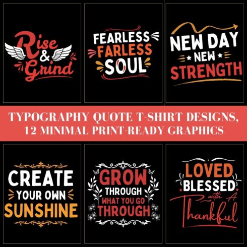 Typography Quote T-Shirt Designs – 12 Minimal Print-Ready Graphics cover image.