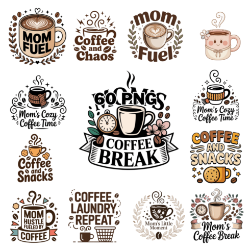 Mom Coffee Mug With Quote Illustrations Clipart Bundle cover image.