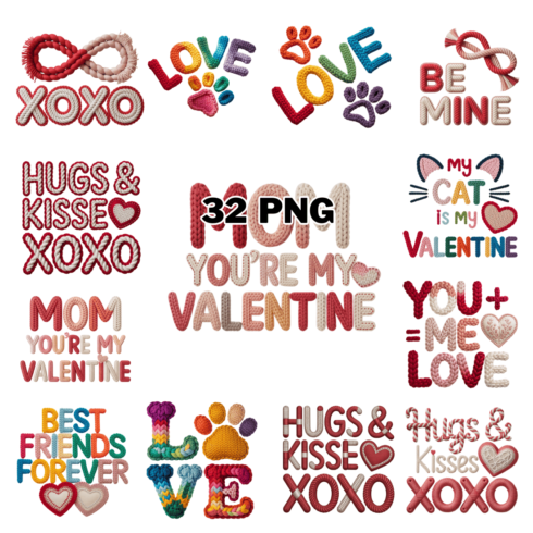Knitting & Crochet Valentine's Day Sublimation Clipart Bundle cover image.