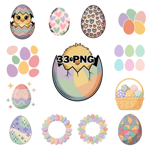 Minimal Spring eggs Sublimation Clipart Bundle cover image.