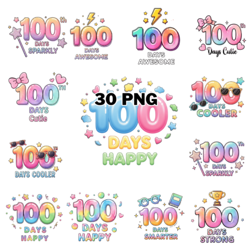 100 Days Of School Boy & Girl Sublimation Clipart Bundle cover image.