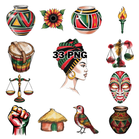 Hand-drawn Black History Month Sublimation Clipart Bundle cover image.