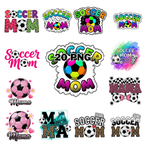 Colorful Soccer Mama Tools Sublimation Clipart Bundle cover image.