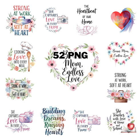 Watercolor Professional Mother’s Day Sublimation Clipart Bundle cover image.